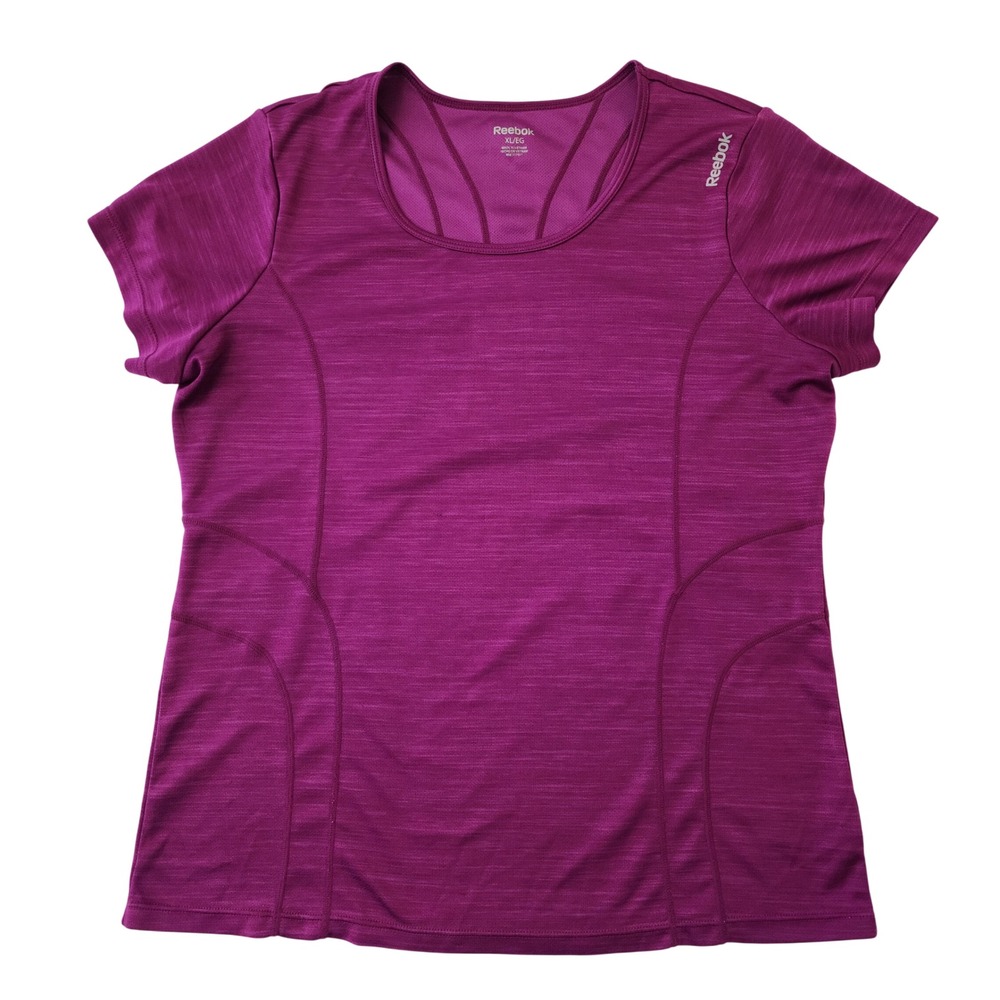Reebok Womens XL Magenta Space Dye Activewear Short Sleeve T-Shirt RN 117927